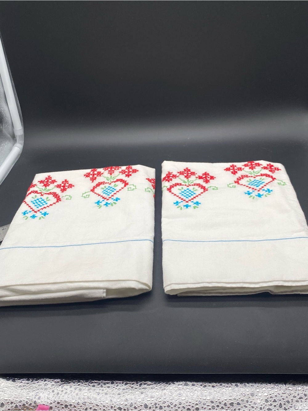 Embroidered Heart Pattern Pillowcases